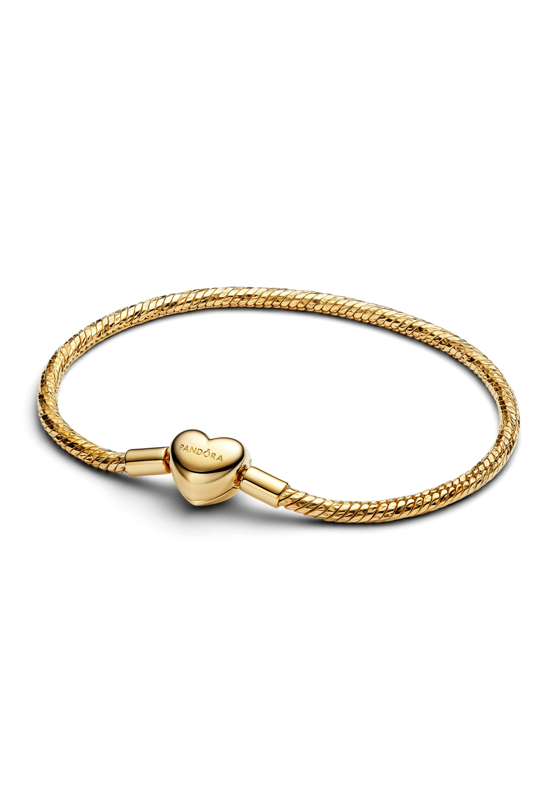 Bracelet chaîne serpent à facettes avec fermoir en forme de cœur