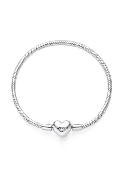 Bracelet chaîne serpent à facettes avec fermoir en forme de cœur