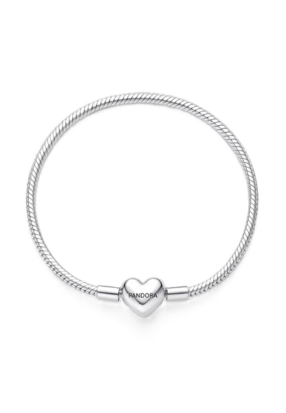 Bracelet chaîne serpent à facettes avec fermoir en forme de cœur