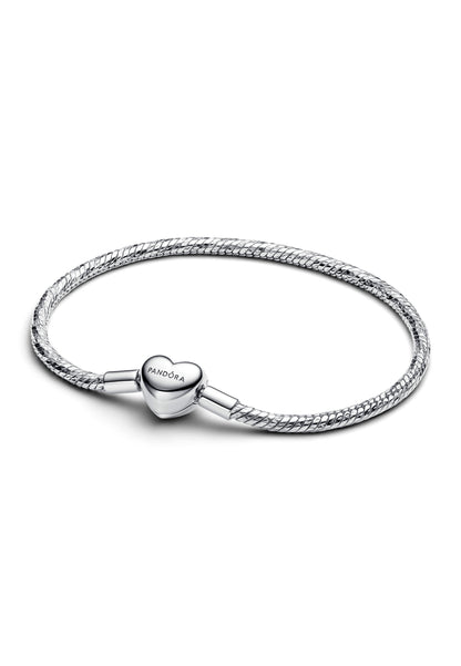 Bracelet chaîne serpent à facettes avec fermoir en forme de cœur