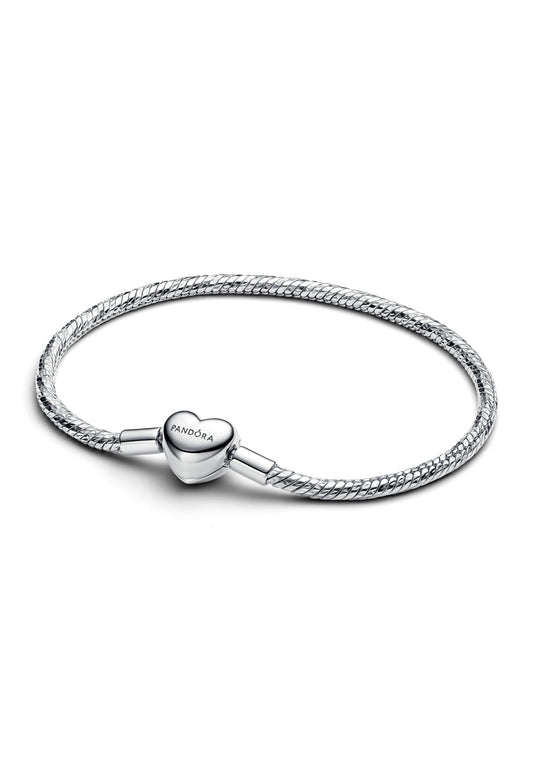 Bracelet chaîne serpent à facettes avec fermoir en forme de cœur