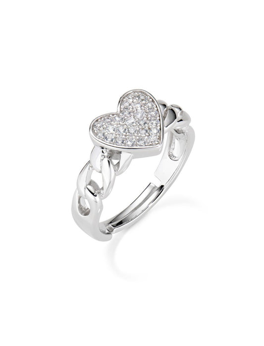 Bague en argent sterling avec zircons blancs - Rhodié
