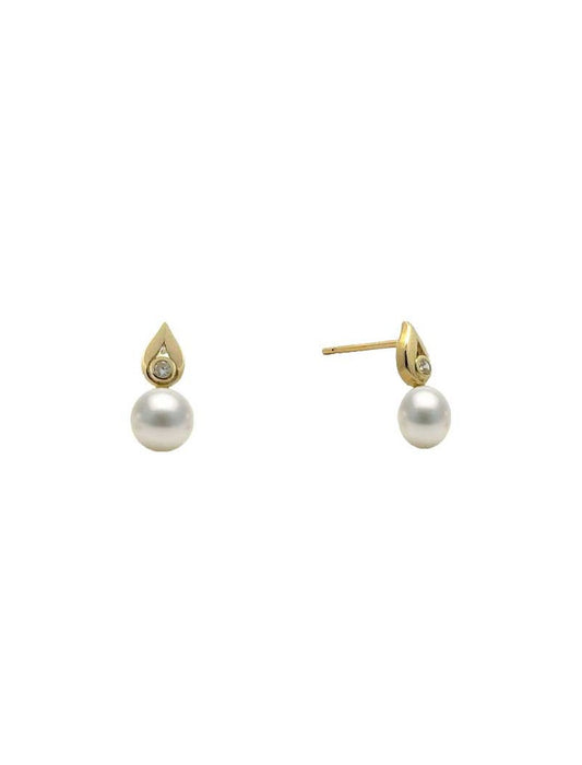 BOUCLES D'OREILLES OR 9 CARATS - ZIRCONIA - PERLE DE CULTURE
