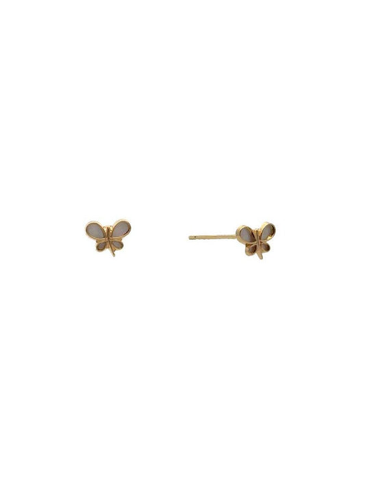 BOUCLES D'OREILLES OR 9 CARATS - NACRE - PAPILLON