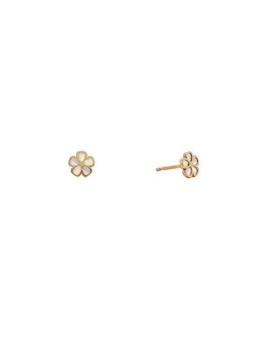 BOUCLES D'OREILLES OR 9 KT - NACRE - FLEUR