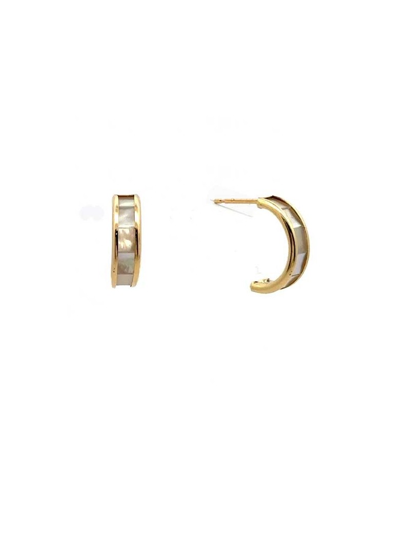 BOUCLES D'OREILLES OR 9 KT - NACRE