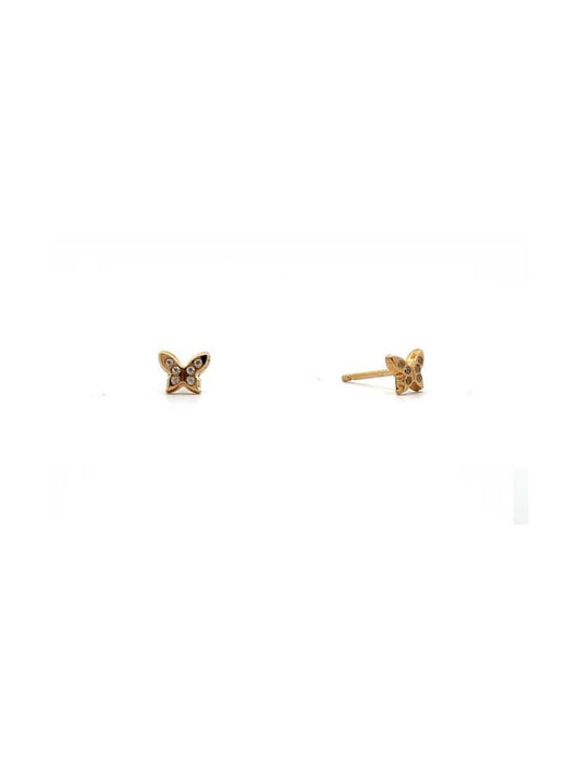 BOUCLES D'OREILLES OR 9 KT - PAPILLON - ZIRCONIA
