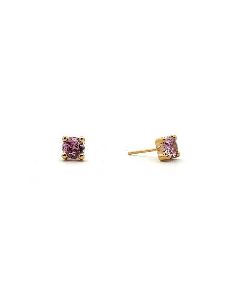 BOUCLES D'OREILLES OR 9 KT  - S. QUARTZ ROSE