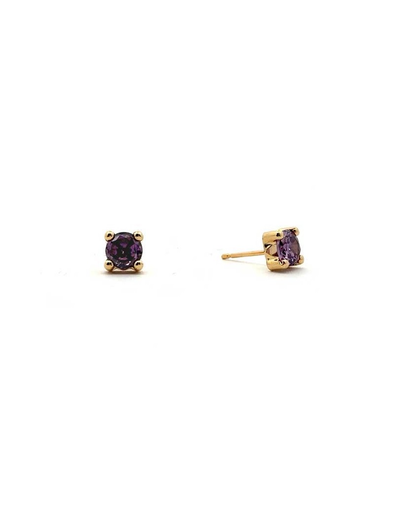 BOUCLES D'OREILLES OR 9 KT  - S. AMETHYSTE