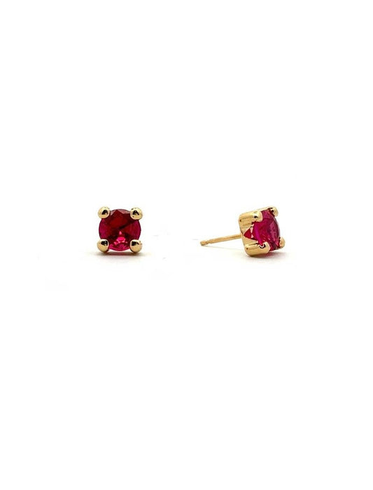 BOUCLES D'OREILLES OR 9 KT  - S. RUBIS