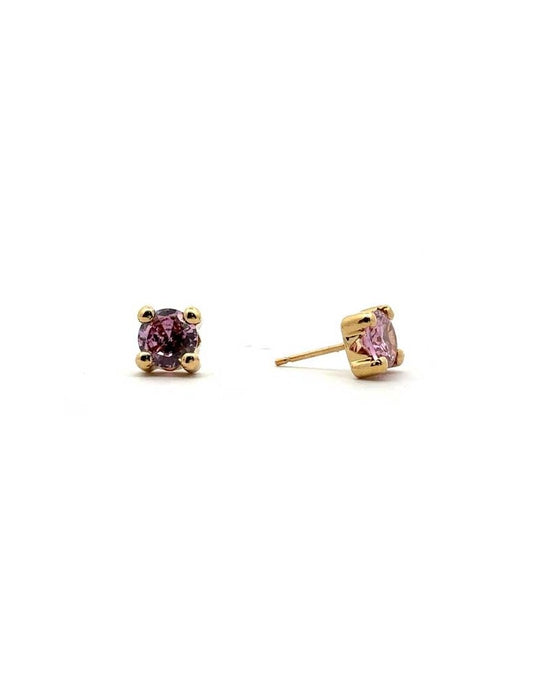 BOUCLES D'OREILLES OR 9 KT  - S. QUARTZ ROSE