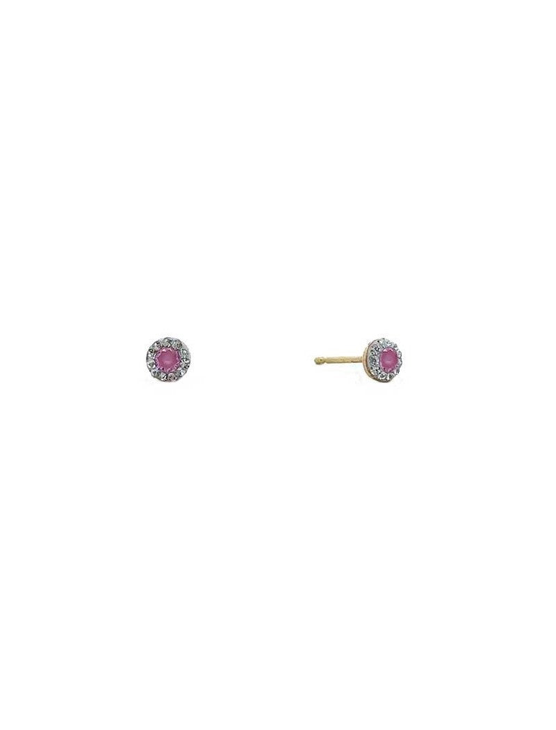 BOUCLES D'OREILLES OR 9 KT  - S. QUARTZ ROSE - ZIRCONIA