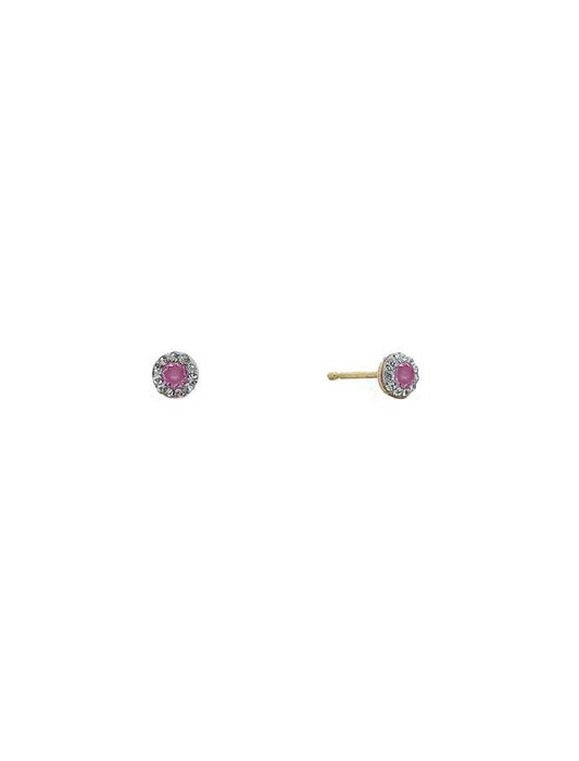 BOUCLES D'OREILLES OR 9 KT  - S. QUARTZ ROSE - ZIRCONIA
