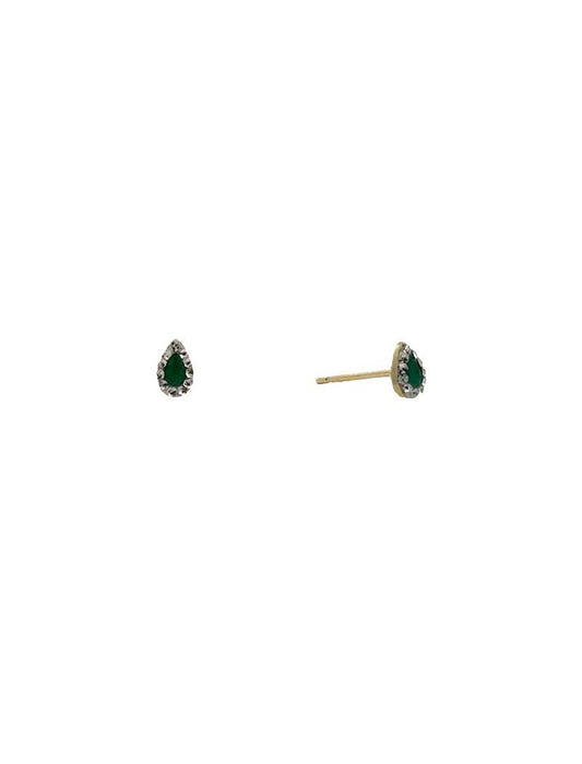 BOUCLES D'OREILLES OR 9 KT  - S. EMERAUDE - ZIRCONIA