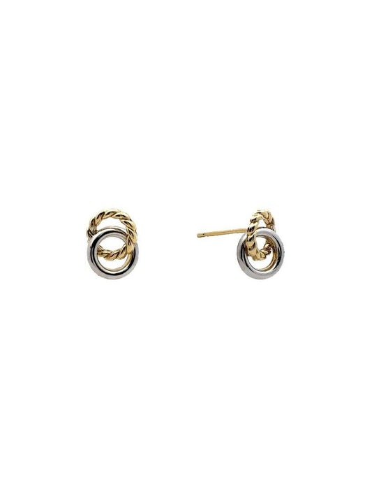 BOUCLES D'OREILLES OR 9 KT - BICOLORE