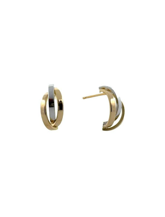 BOUCLES D'OREILLES OR 9 KT - BICOLORE