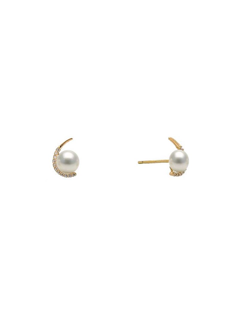 BOUCLES D'OREILLES OR 9 CARATS - ZIRCONIA - PERLE DE CULTURE