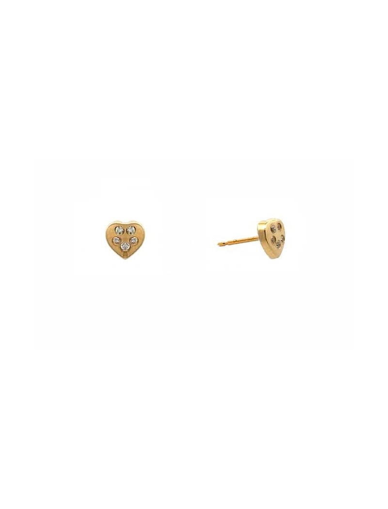 BOUCLES D'OREILLES OR 9 KT - COEUR - ZIRCONIA