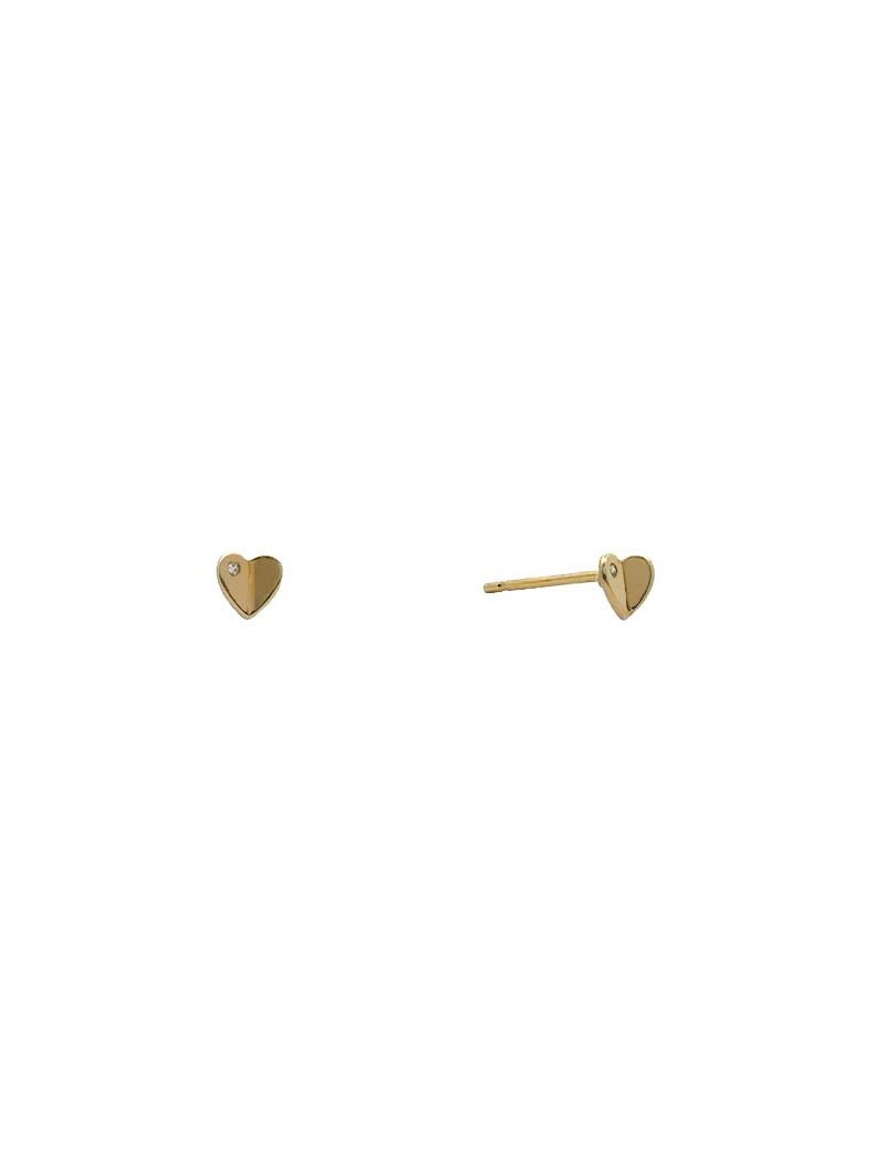 BOUCLES D'OREILLES OR 9 CARATS - ZIRCONIA - COEUR