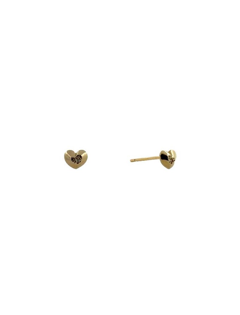 BOUCLES D'OREILLES OR 9 KT - COEUR - ZIRCONIA