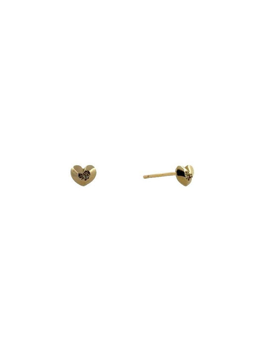BOUCLES D'OREILLES OR 9 KT - COEUR - ZIRCONIA