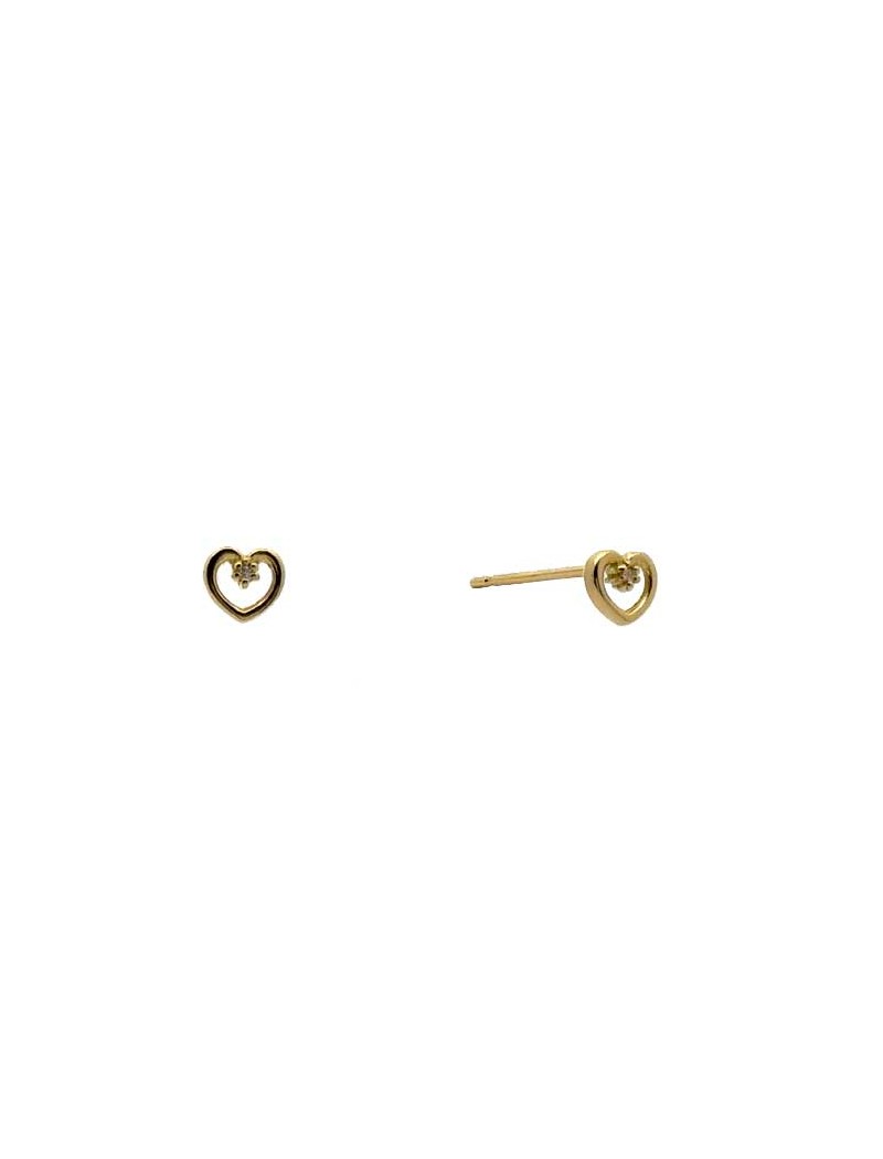 BOUCLES D'OREILLES OR 9 CARATS - ZIRCONIA - COEUR