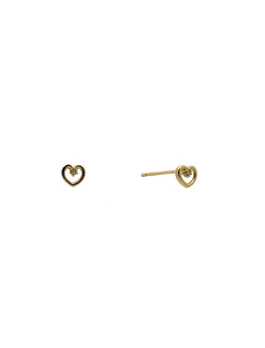 BOUCLES D'OREILLES OR 9 CARATS - ZIRCONIA - COEUR