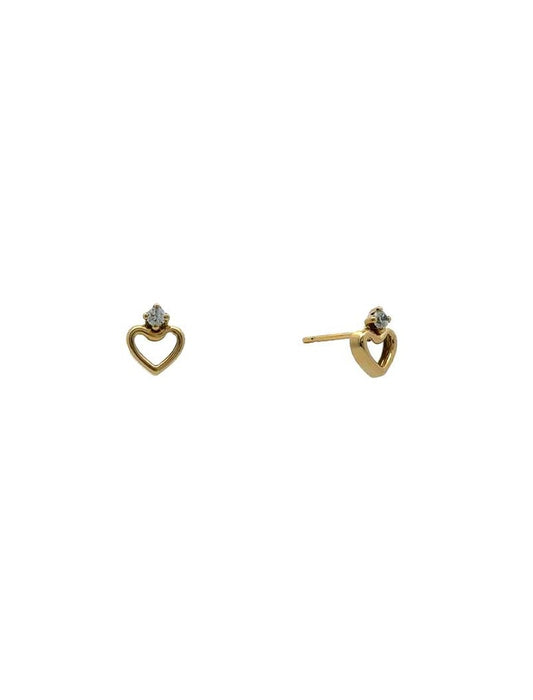 BOUCLES D'OREILLES OR 9 CARATS - ZIRCONIA - COEUR