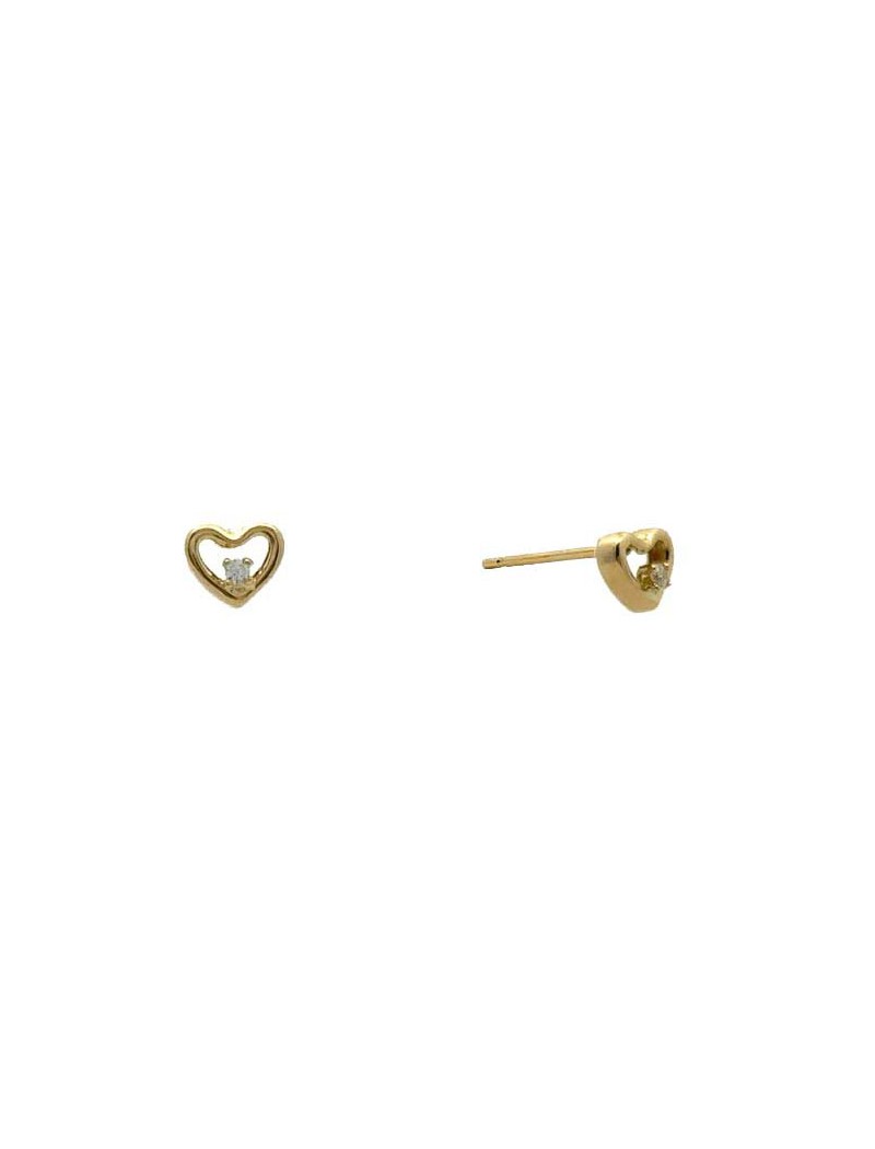 BOUCLES D'OREILLES OR 9 CARATS - ZIRCONIA - COEUR