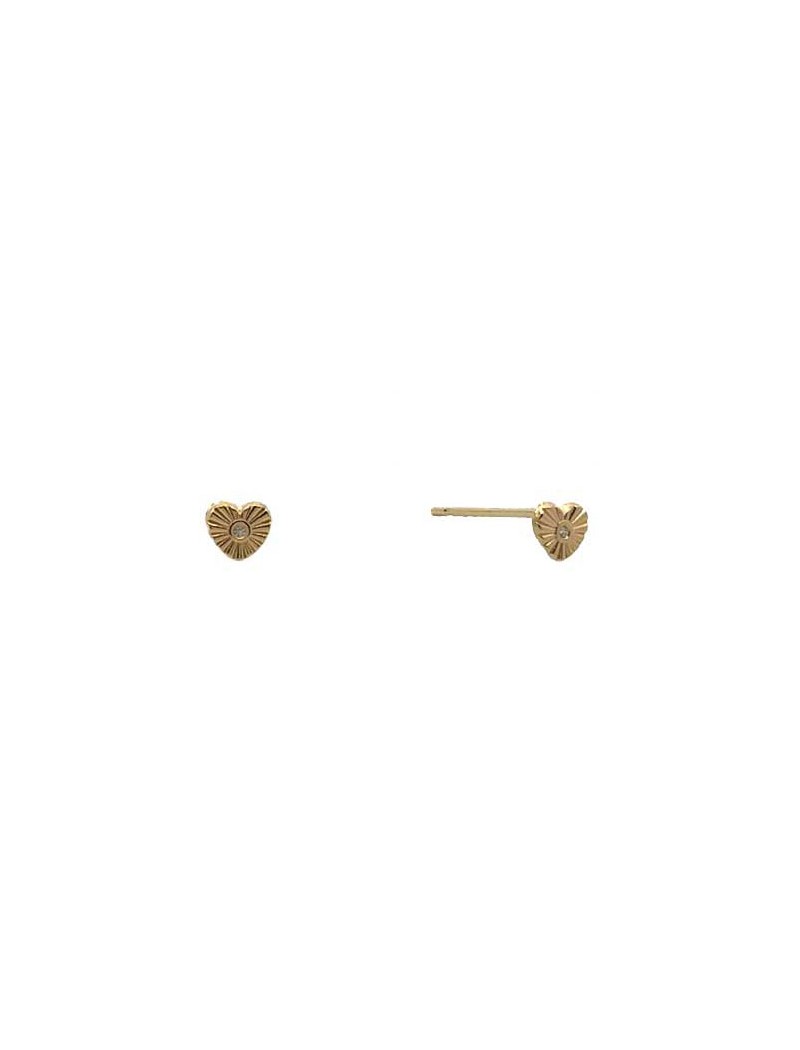BOUCLES D'OREILLES OR 9 CARATS - ZIRCONIA - COEUR