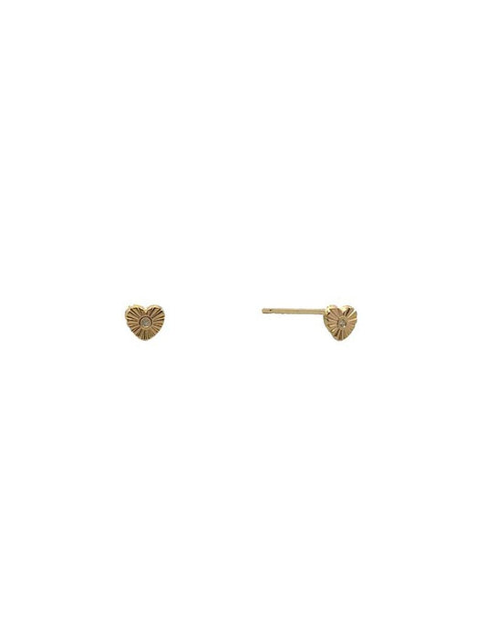 BOUCLES D'OREILLES OR 9 CARATS - ZIRCONIA - COEUR