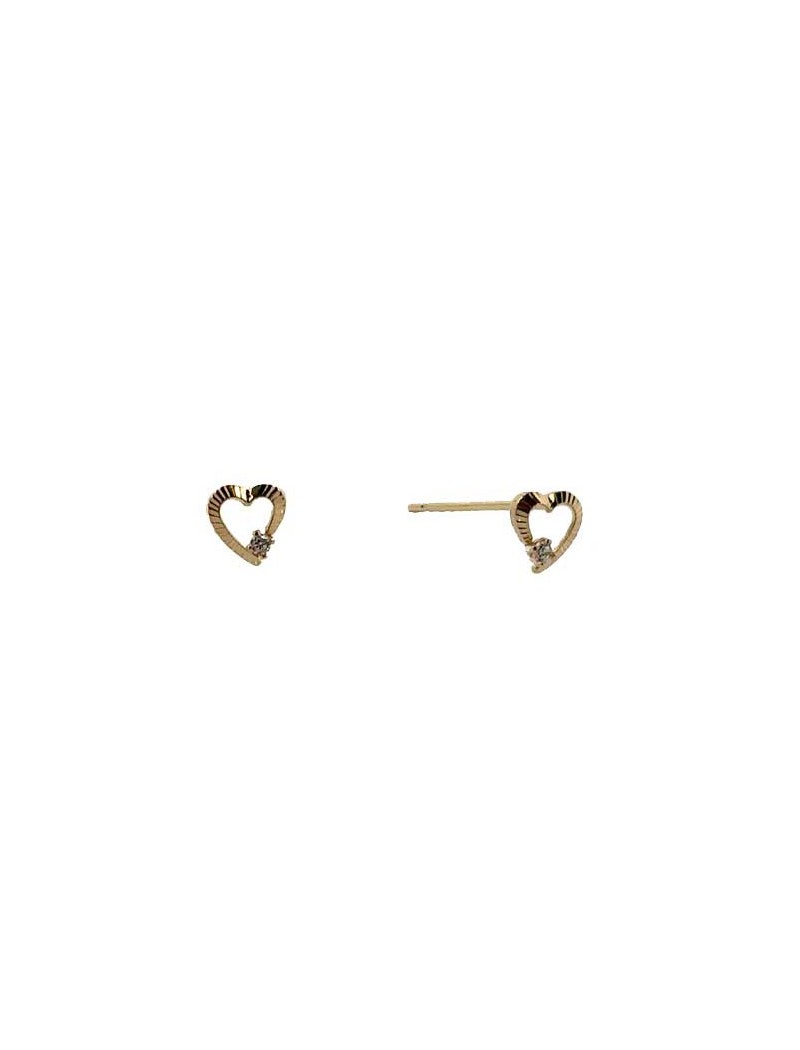 BOUCLES D'OREILLES OR 9 CARATS - ZIRCONIA - COEUR