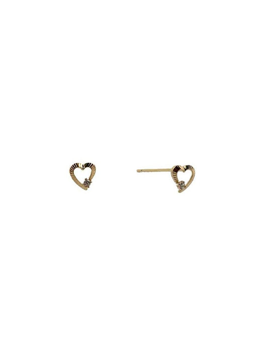 BOUCLES D'OREILLES OR 9 CARATS - ZIRCONIA - COEUR