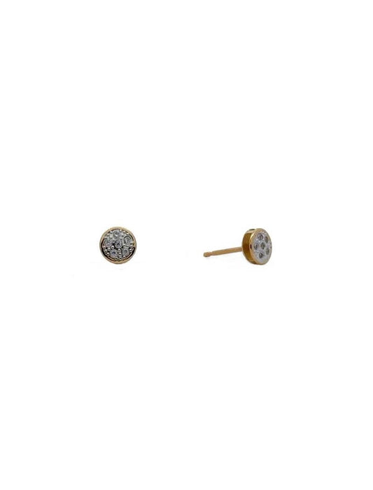 BOUCLES d'OREILLES OR 9 KT - BICOLORE - ROND - ZIRCONIA