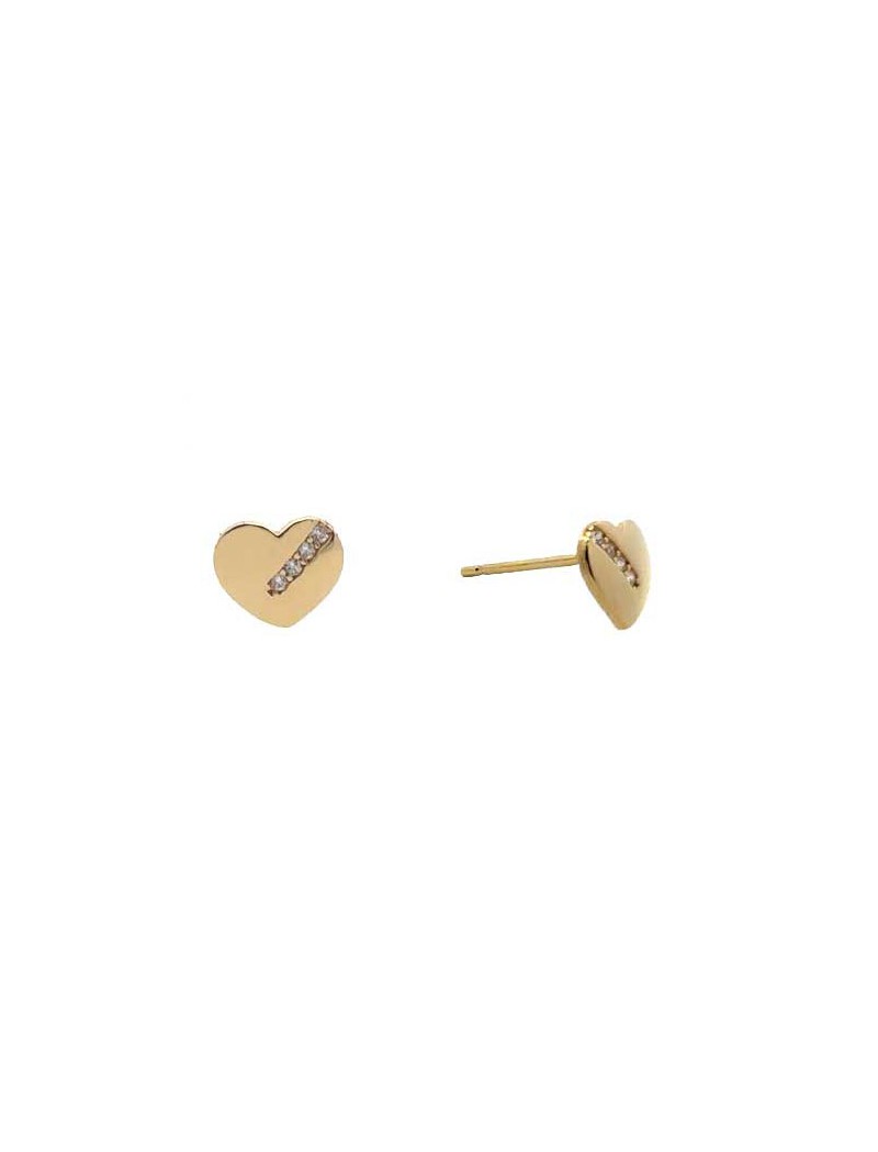 BOUCLES D'OREILLES OR 9 CARATS - ZIRCONIA - COEUR