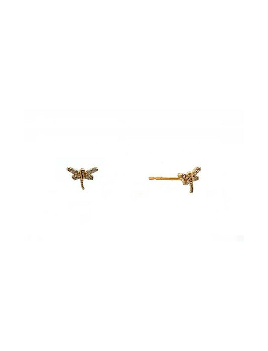 BOUCLES D'OREILLES OR 9 KT - LIBELLULE - ZIRCONIA