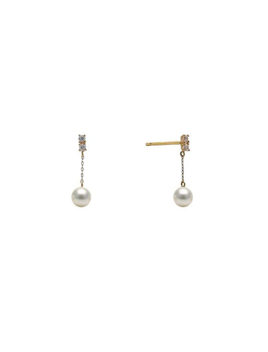 BOUCLES D'OREILLES OR 9 CARATS - ZIRCONIA - PERLE DE CULTURE