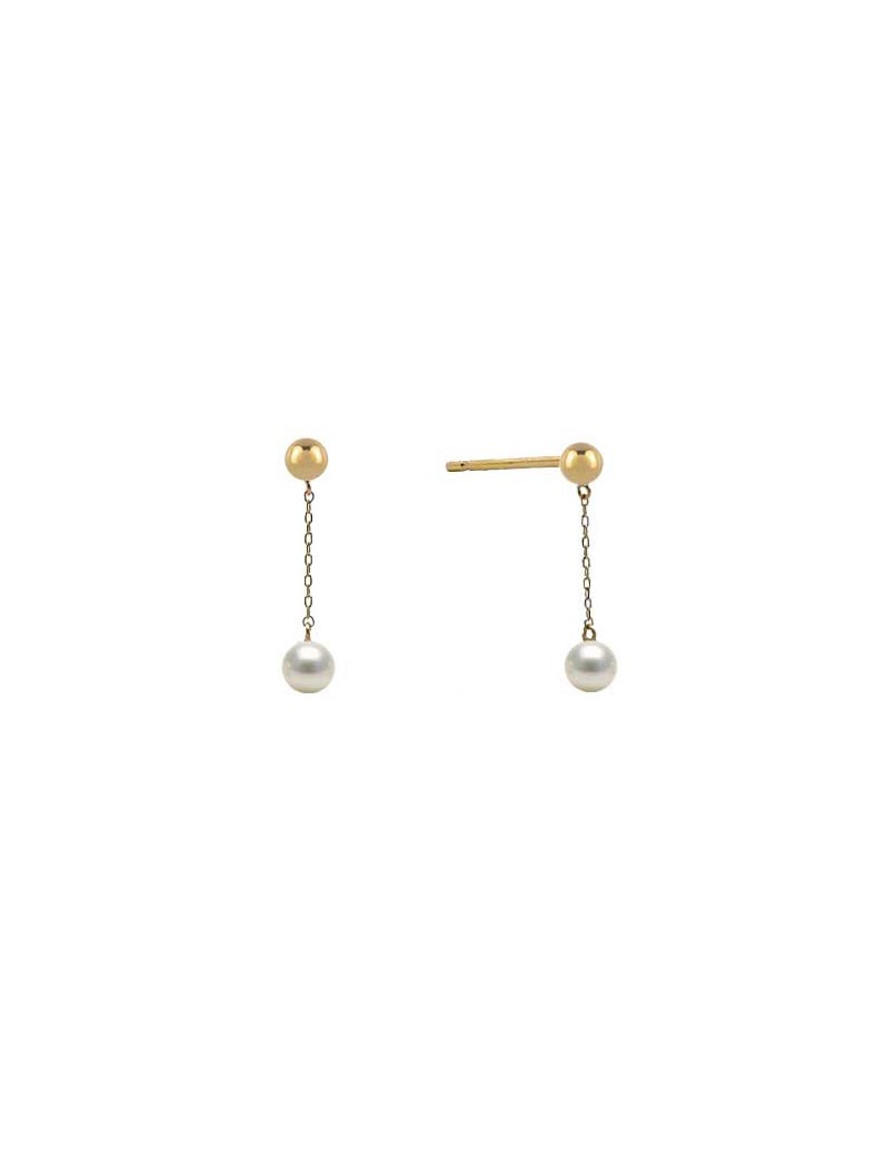 BOUCLES D'OREILLES OR 9 CARATS - PERLE DE CULTURE