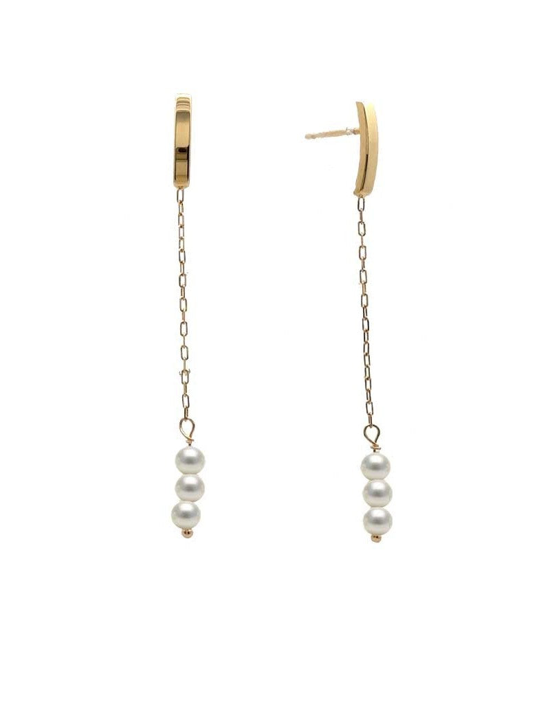 BOUCLES D'OREILLES OR 9 KT - PERLE DE CULTURE