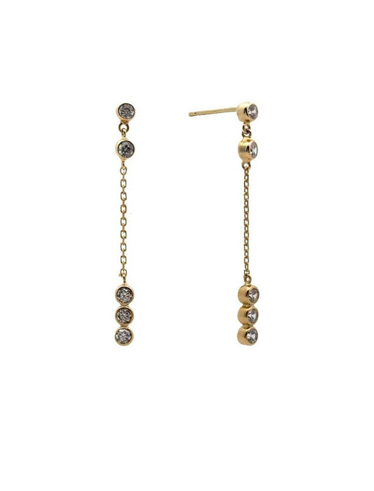 BOUCLES D'OREILLES OR 9 KT - PENDANTES - ZIRCONIA