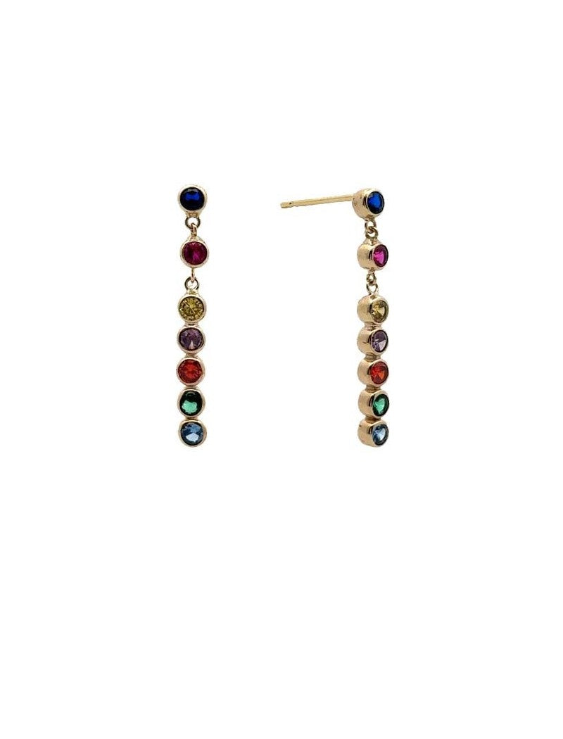 BOUCLES D'OREILLES OR 9 KT - MELANGE PIERRES SYNTHETIQUES