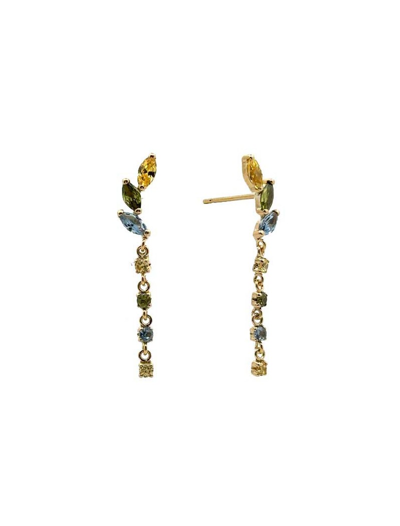 BOUCLES D'OREILLES OR 9 CARATS - MELANGES PIERRES SYNTHETIQUES