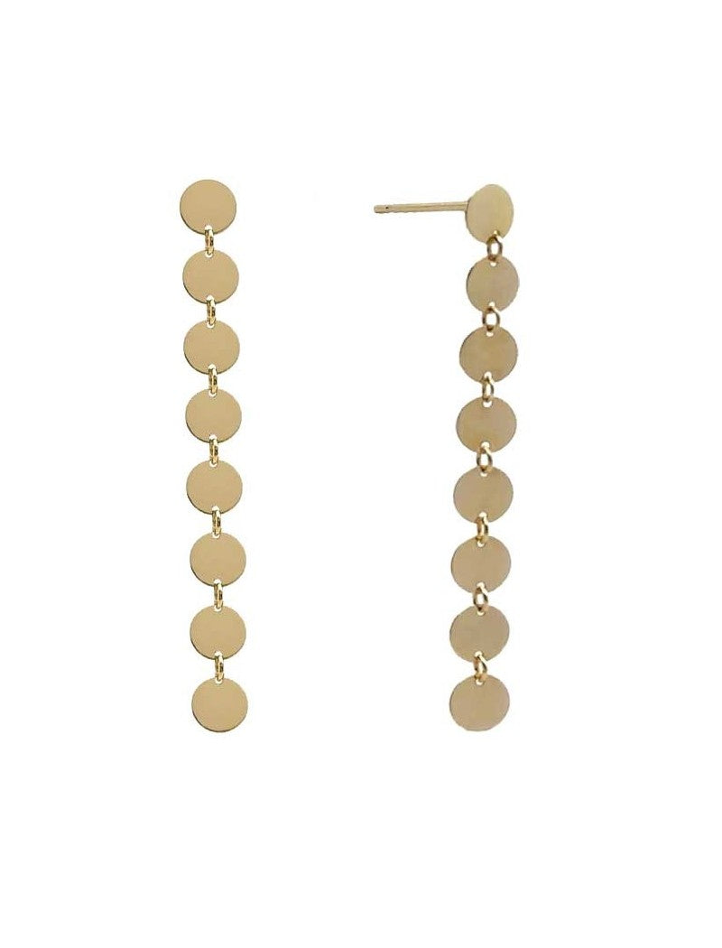 BOUCLES D'OREILLES OR 9 KT - PENDANTE - ROND