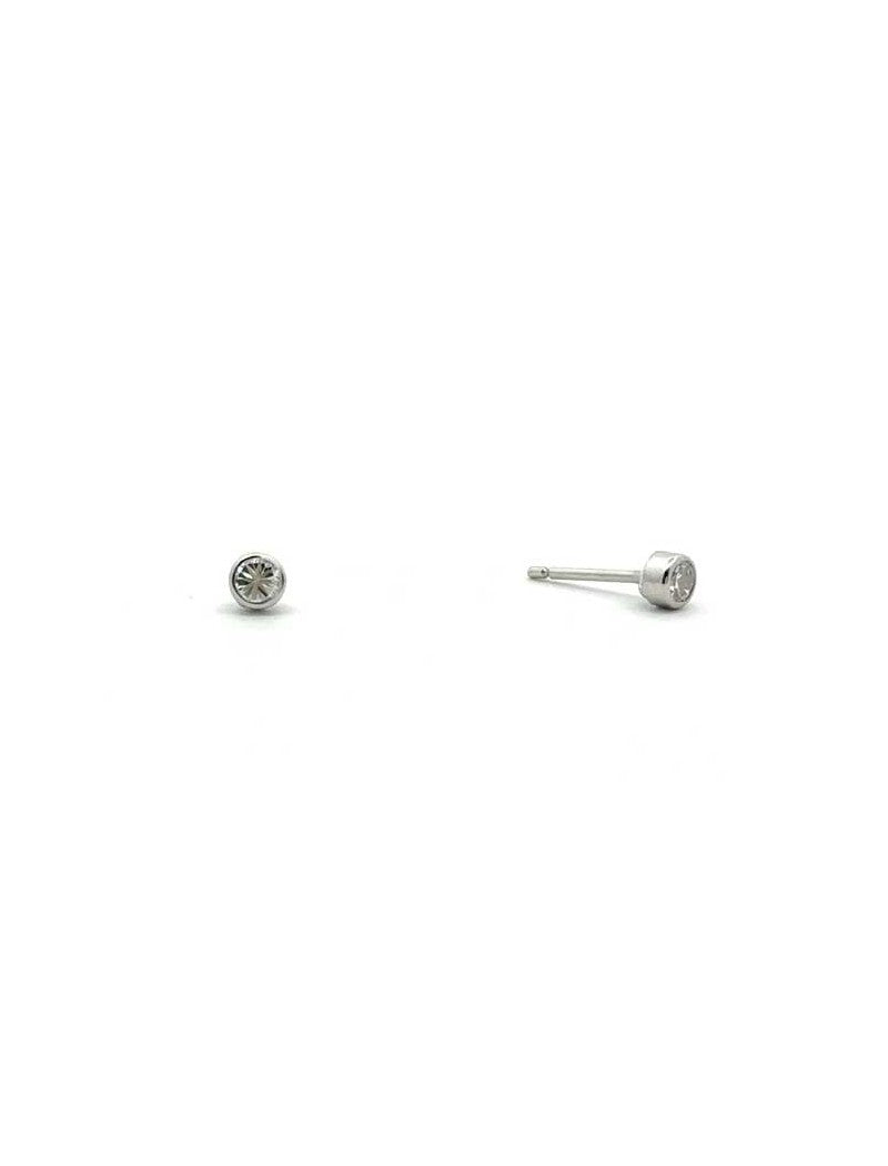 BOUCLES D'OREILLES OR BLANC 9 KT - ZIRCONIA