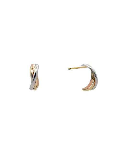 BOUCLES D'OREILLES OR 9 KT - TRICOLORE