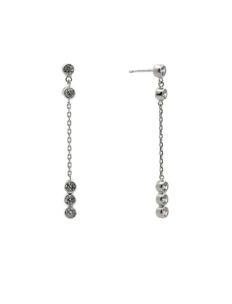 BOUCLES D'OREILLES OR BLANC 9 KT - ZIRCONIA