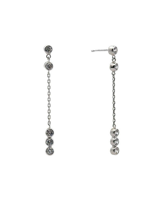 BOUCLES D'OREILLES OR BLANC 9 KT - ZIRCONIA