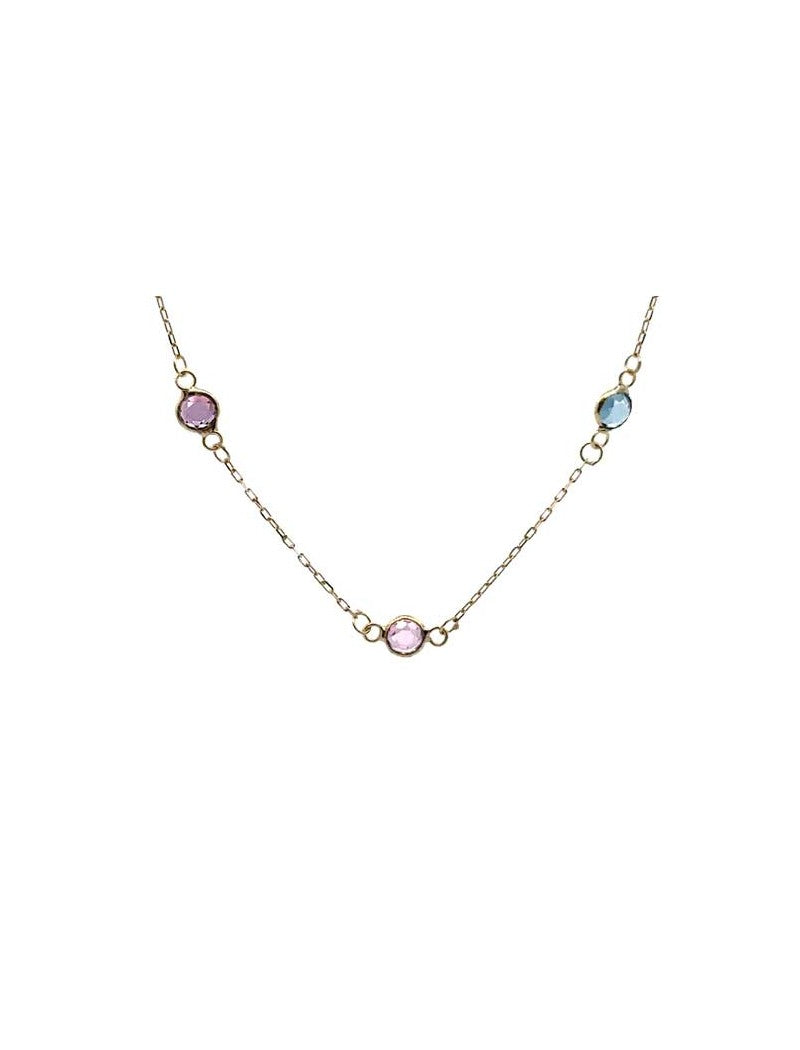 COLLIER OR 9 CARATS - MELANGE DE PIERRES SYNTHETIQUES