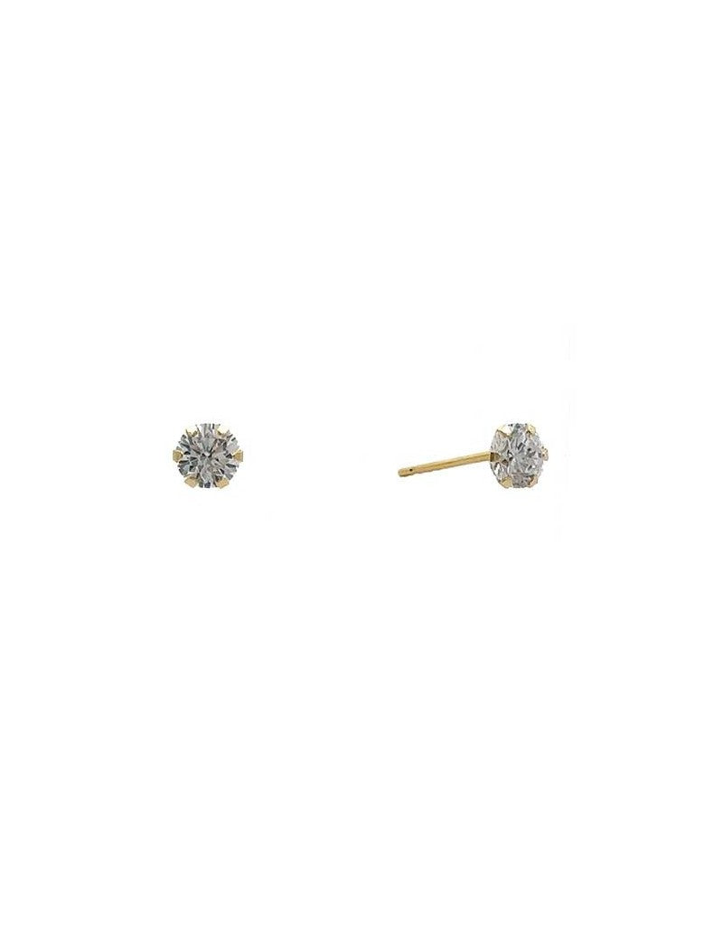 BOUCLES D'OREILLES OR 9 KT - ZIRCONIA - ROND