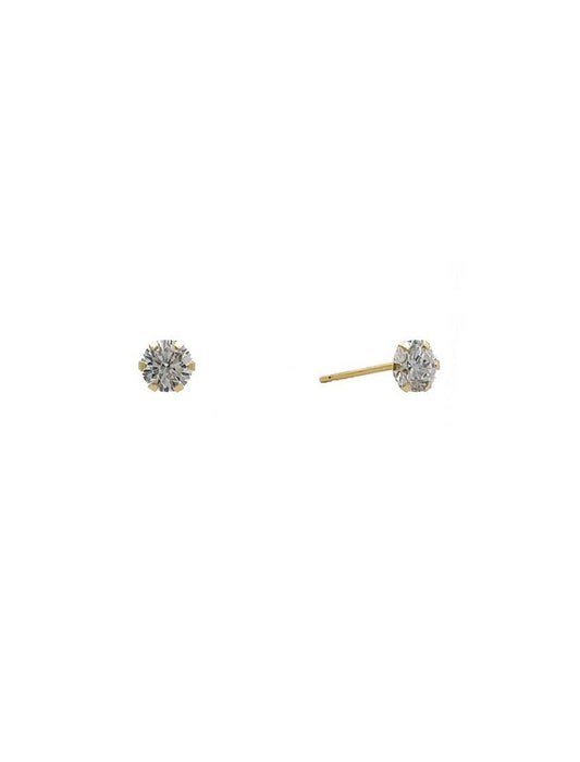 BOUCLES D'OREILLES OR 9 KT - ZIRCONIA - ROND